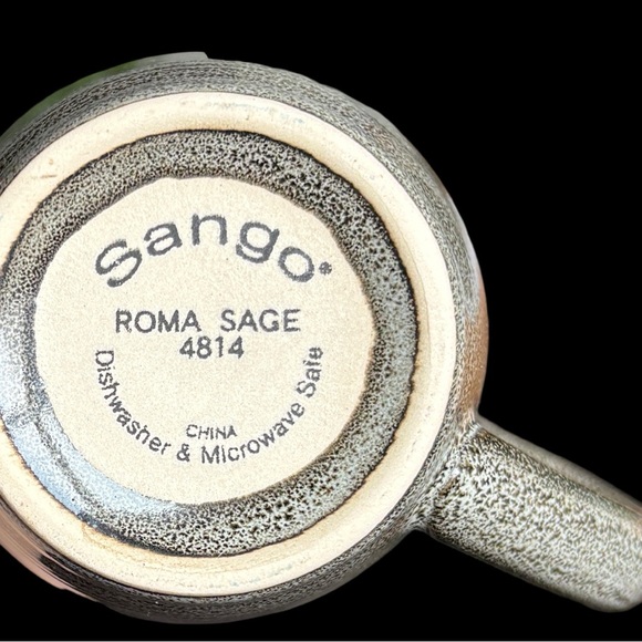 Set of 6 Sango Roma Sage Coffee Mugs | 4814 Stoneware Green/Tan - Picture 2 of 7